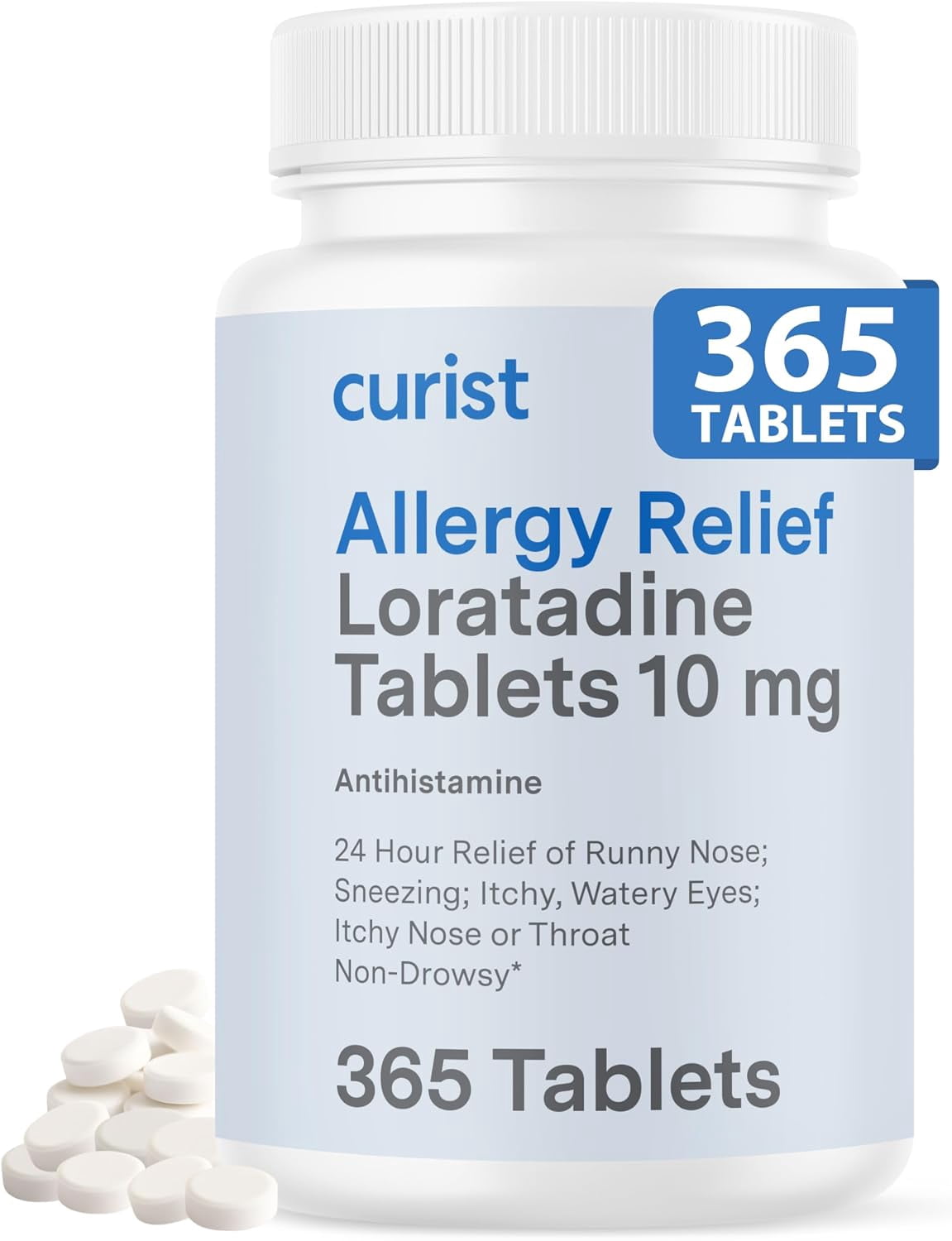 Curist Allergy Relief Loratadine 10 mg 365 Ct Tablets | Non-Drowsy 24 Hour Antihistamine Allergy Medicine for Adults | Compare to Claritin & Alavert