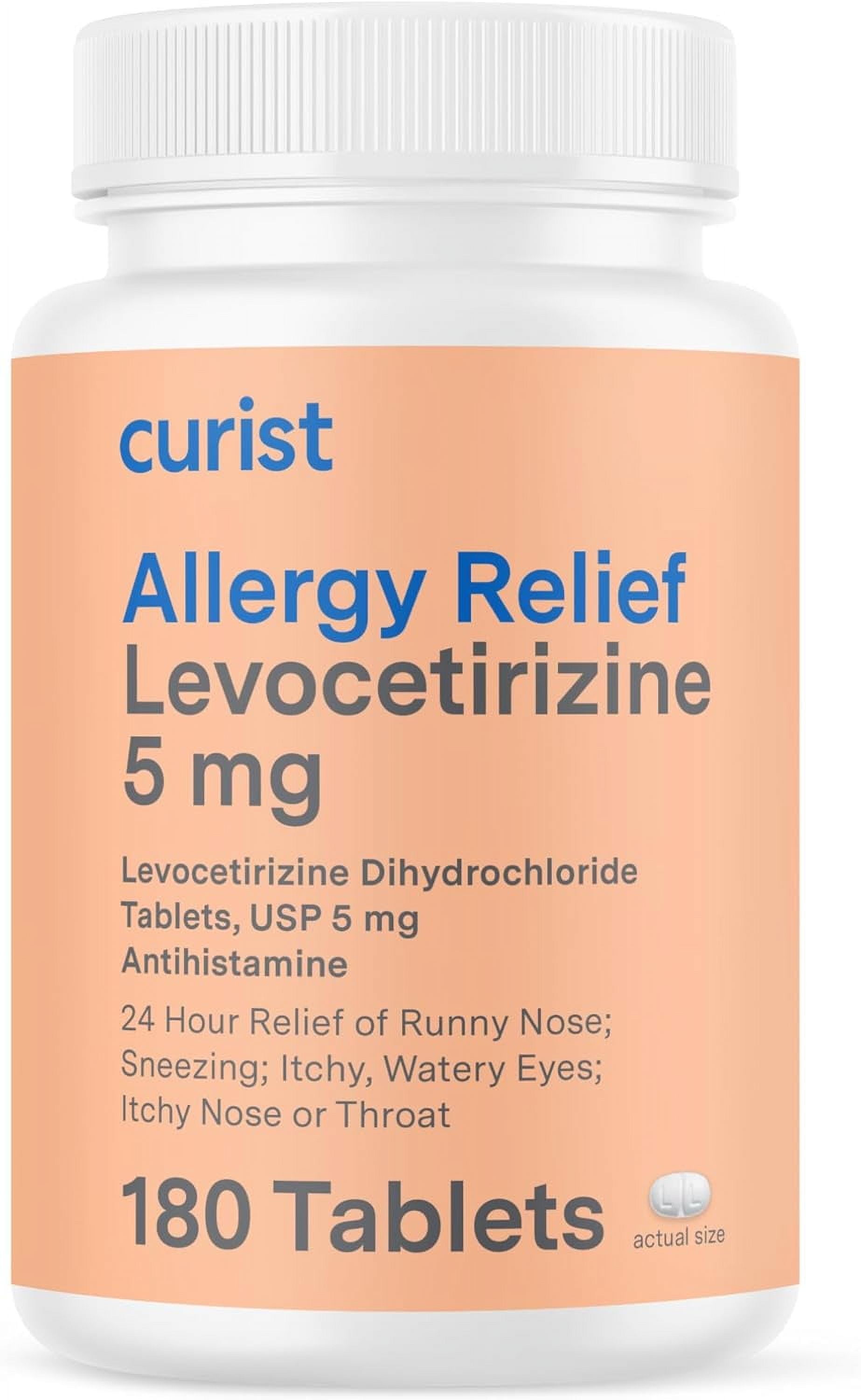 Curist Allergy Relief Medicine Generic Xyzal Levocetirizine 5 mg Antihistamine Tablets 180 ct