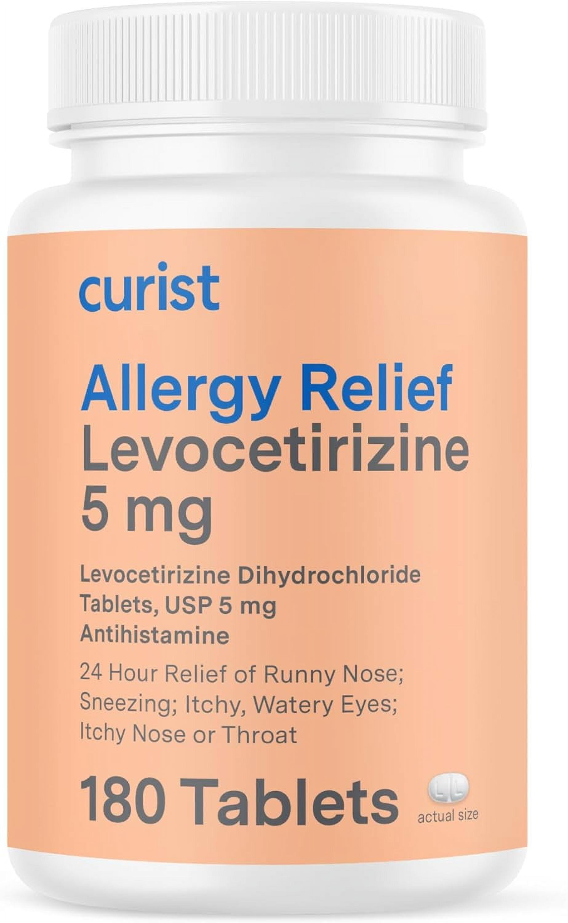 Curist Allergy Relief Medicine Generic Xyzal Levocetirizine 5 mg Antihistamine Tablets 180 ct