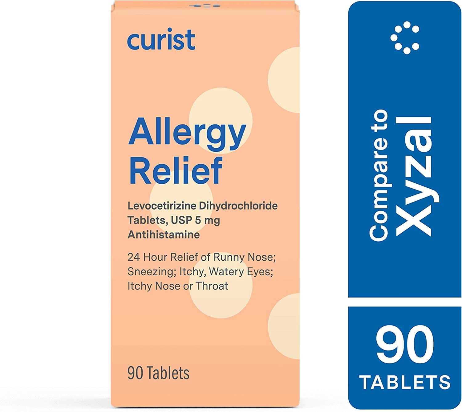 Curist Allergy Relief Medicine Generic Xyzal Levocetirizine 5 mg Antihistamine Tablets 24 Hour 90 Ct
