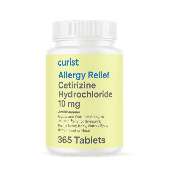 Curist Cetirizine Hydrochloride 10mg Tablet (365 Count) Allergy Medicine Antihistamine 24 HR Relief of Runny Nose, Sneezing, Itchy Throat, Itchy Eyes