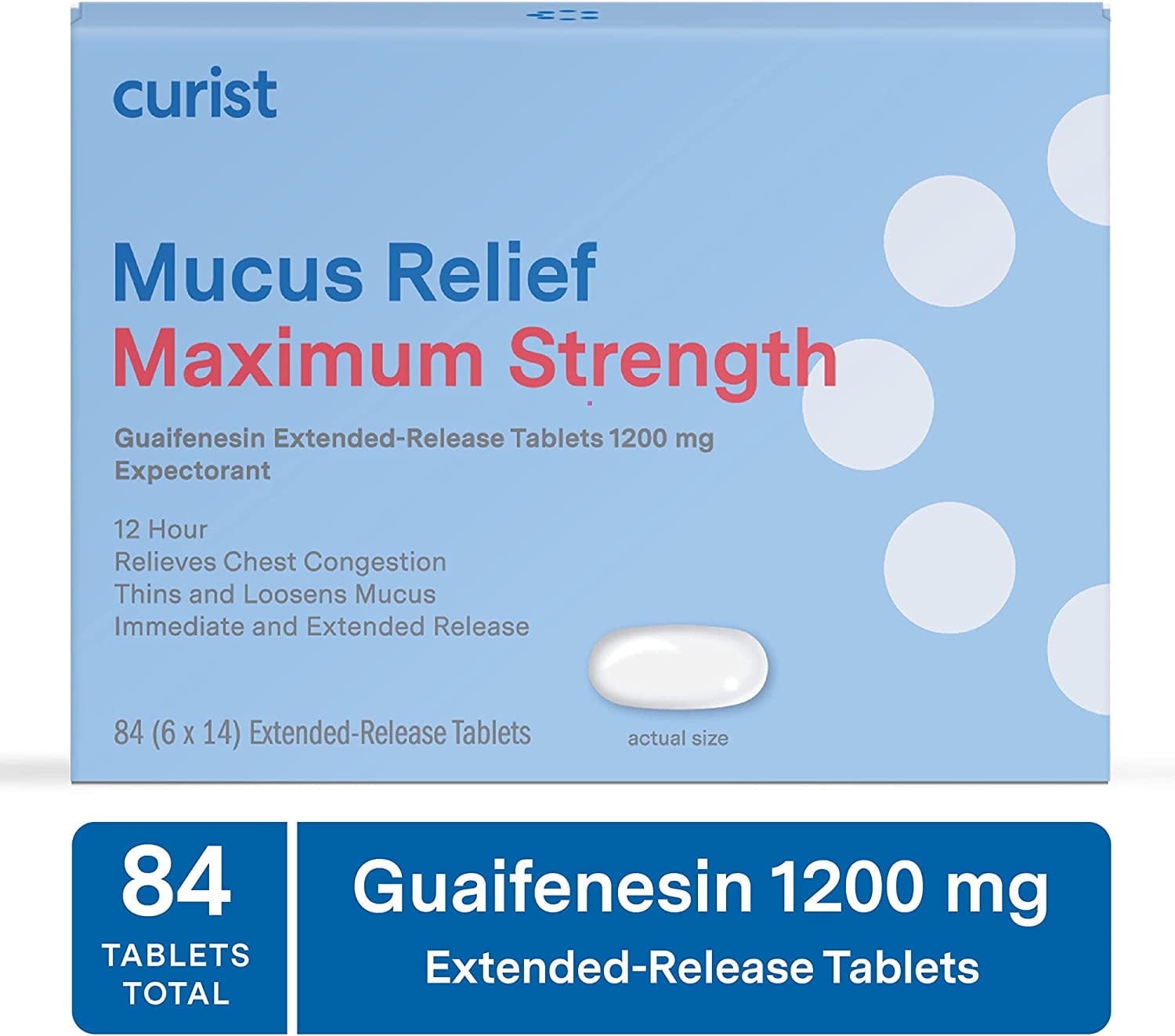 Curist Guaifenesin 1200 mg 84 Ct Mucus Relief Extended Release Expectorant for Chest Congestion