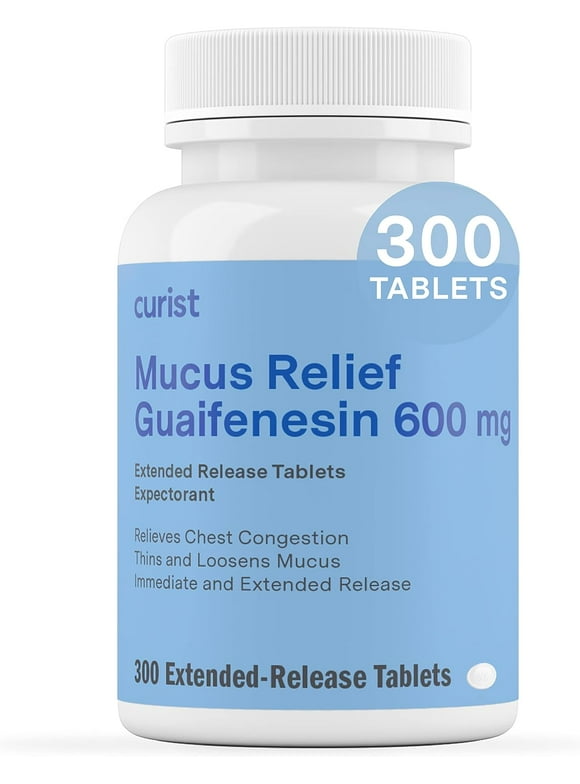 Curist Guaifenesin 600 mg 300 Ct Mucus Relief Tablets OTC Expectorant for Chest Congestion