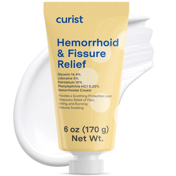 Curist Hemorrhoid Relief Cream with Lidocaine 5% and Phenylephrine HCl, Extra‑Strength Comfort Formula, 6 oz
