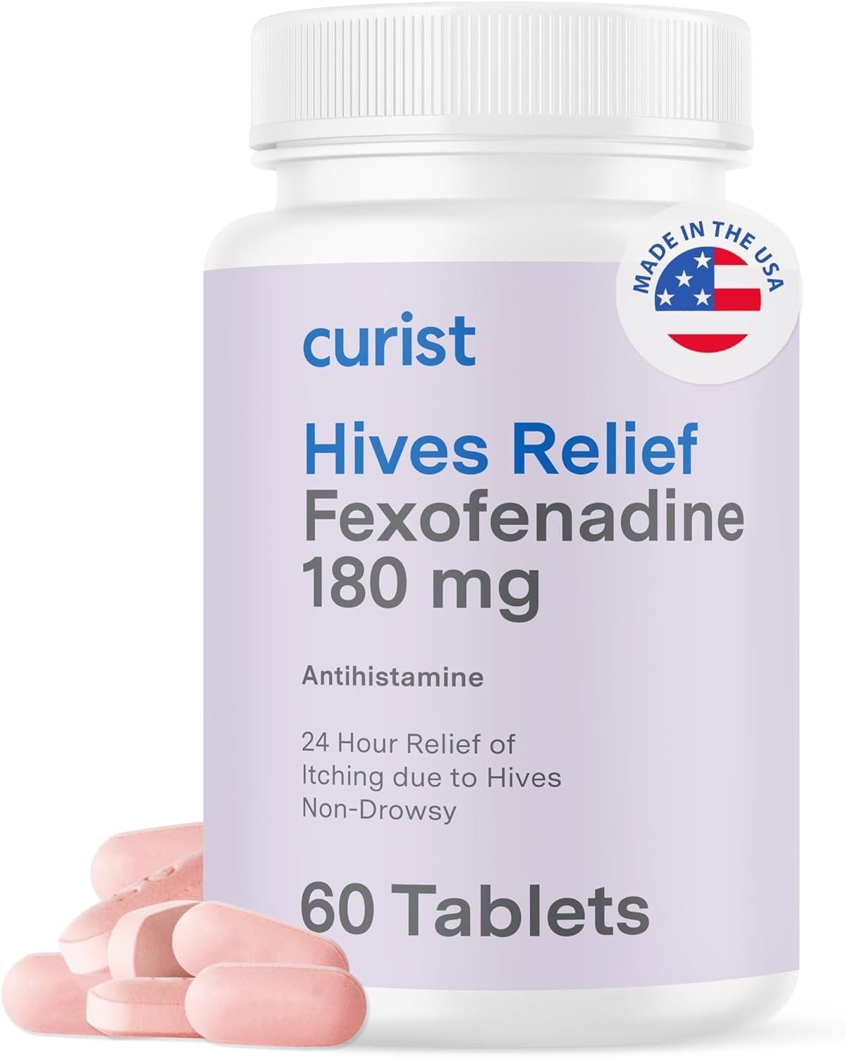 Curist Hives Relief Fexofenadine Hydrochloride 180mg Antihistamine Tablets 24 Hour 60 Count