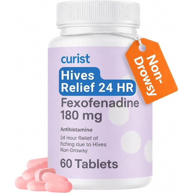 Tablets For Rashes Curist 180mg Fexofenadine Tablets, Non-Drowsy Hives Relief, 24 Hour, 60 ...