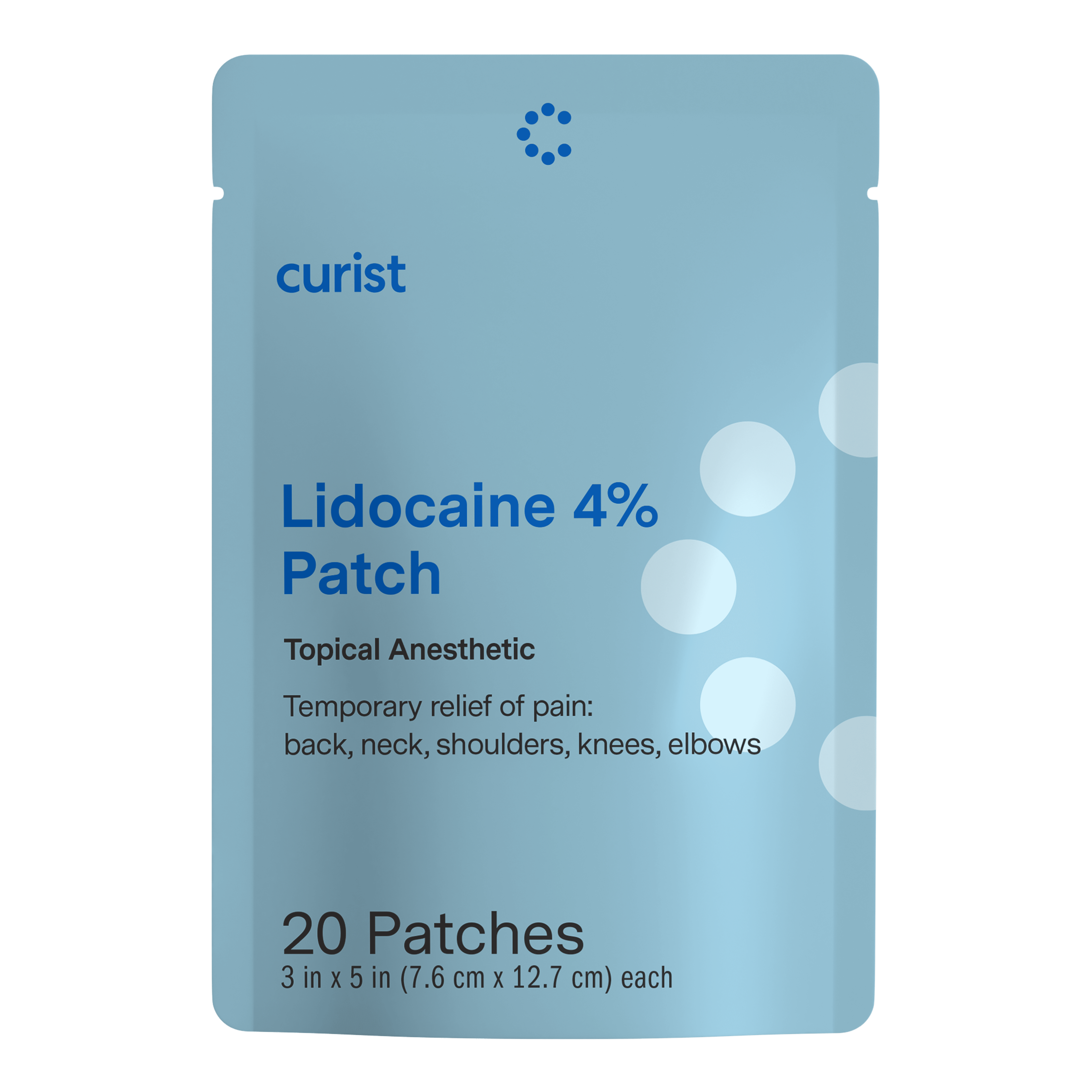 Curist Lidocaine Pain Relief Patches 20 Ct USA Made for Back Pain 4% Lidocaine Patches