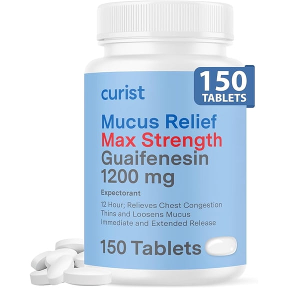 Curist Mucus Relief Guaifenesin Extended Release Tablets 1200 mg 150 Tablets OTC Mucus Relief Better Cough