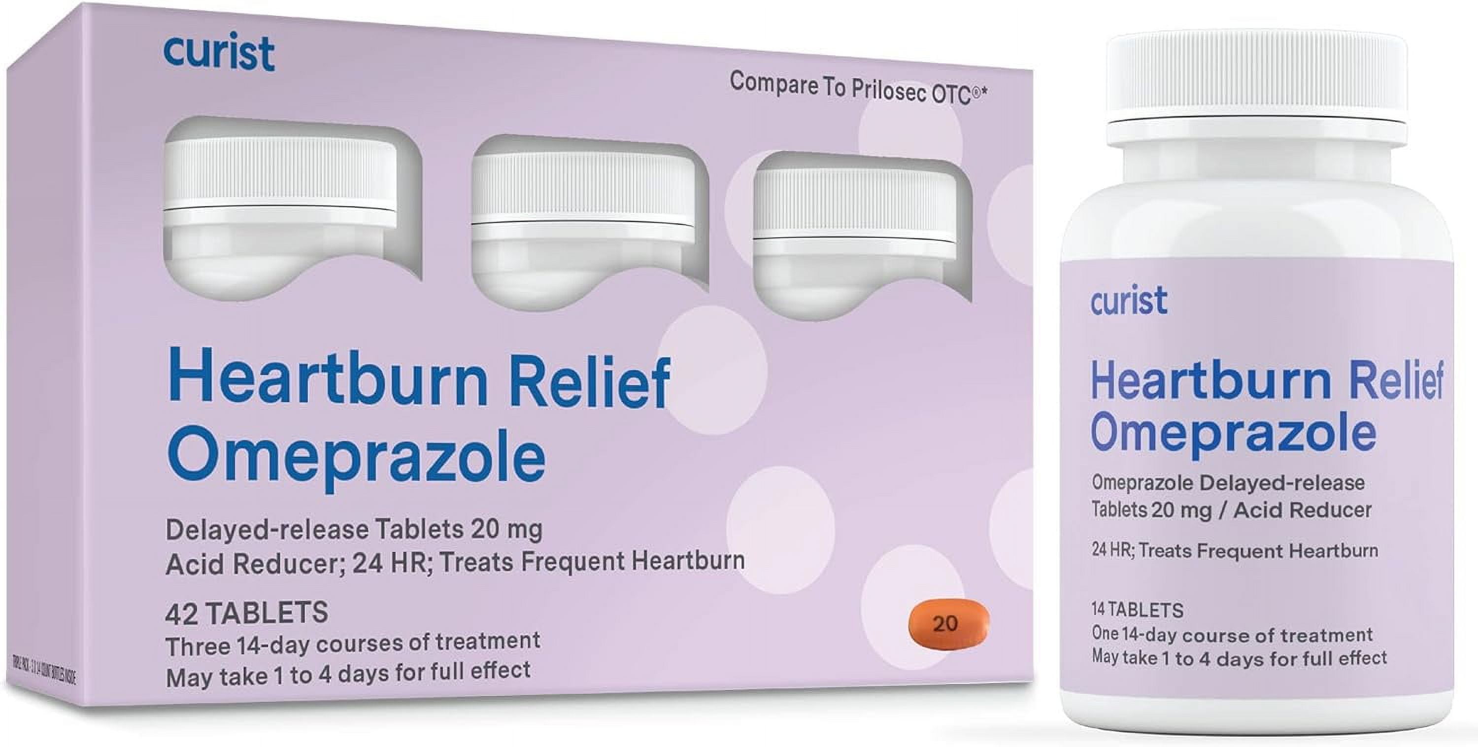 Curist Omeprazole 20 mg Delayed-Release Tablets Acid Reflux Medicine for Heartburn Relief 1-Pack 42 Ct