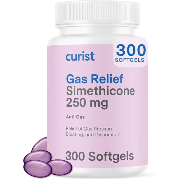Curist Simethicone Pills, Anti Flatulence, Digestive & Bloating Relief, Gas Pills for Adults, 300 Softgels