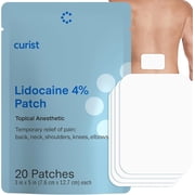 Curist Super Stick Lidocaine Patches Topical Pain Relief - Long Lasting Adhesive for Back Relief, Neck Relief, Sore Muscle Relief (20 Patches -1 Pack - 3x5 Lidocaine 4% Patches)