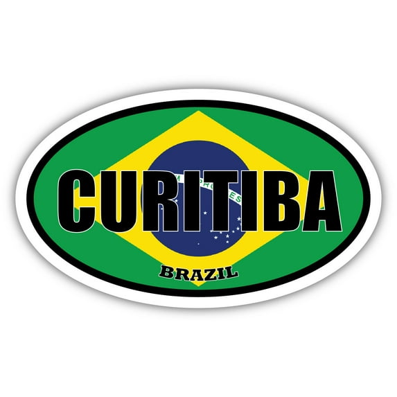 Curitiba Brazil Flag Oval Decal Vinyl Bumper Sticker 3x5 inches