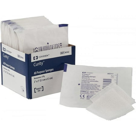 Curity All Purpose Sponges - 2 X 2 Inch, 4-Ply, White, Polyester/Rayon, 50 Count
