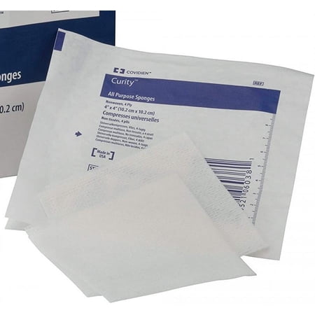 Curity All Purpose Sponges - 4 X 4 Inch, 4-Ply, White, Polyester/Rayon, 10 Count