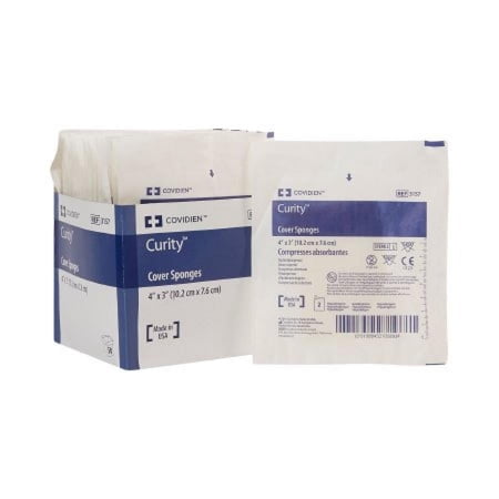 Curity Cover Sponge - 3 x 4 Inch, 4-Ply, White, Non-woven Cellulose, Sterile, 50 Count