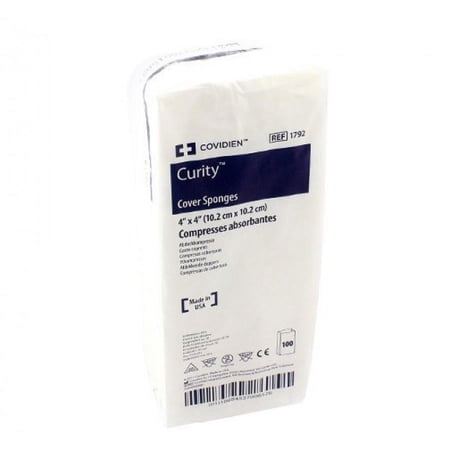 Curity Cover Sponges - 4 x 4 Inch, 4-Ply, White, Non-woven Cellulose, Sterile, 100 Count