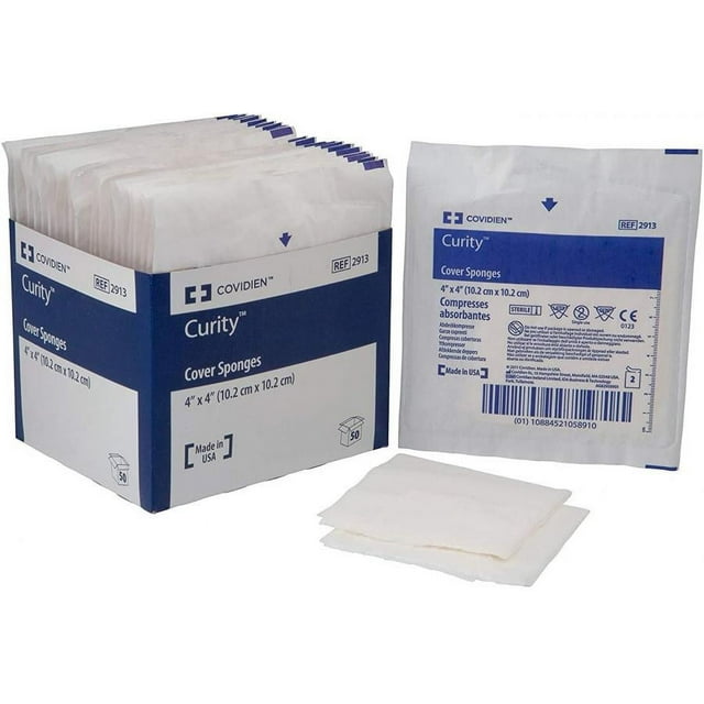 Curity Cover Sponges - 4 x 4 Inch, 4-Ply, White, Non-woven Cellulose ...