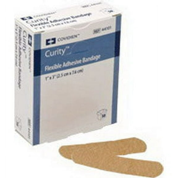 Curity Fabric Adhesive Bandage, 1\" X 3\" Latex-Free Fabric, Flexible, Tan, Sterile, 50 Count
