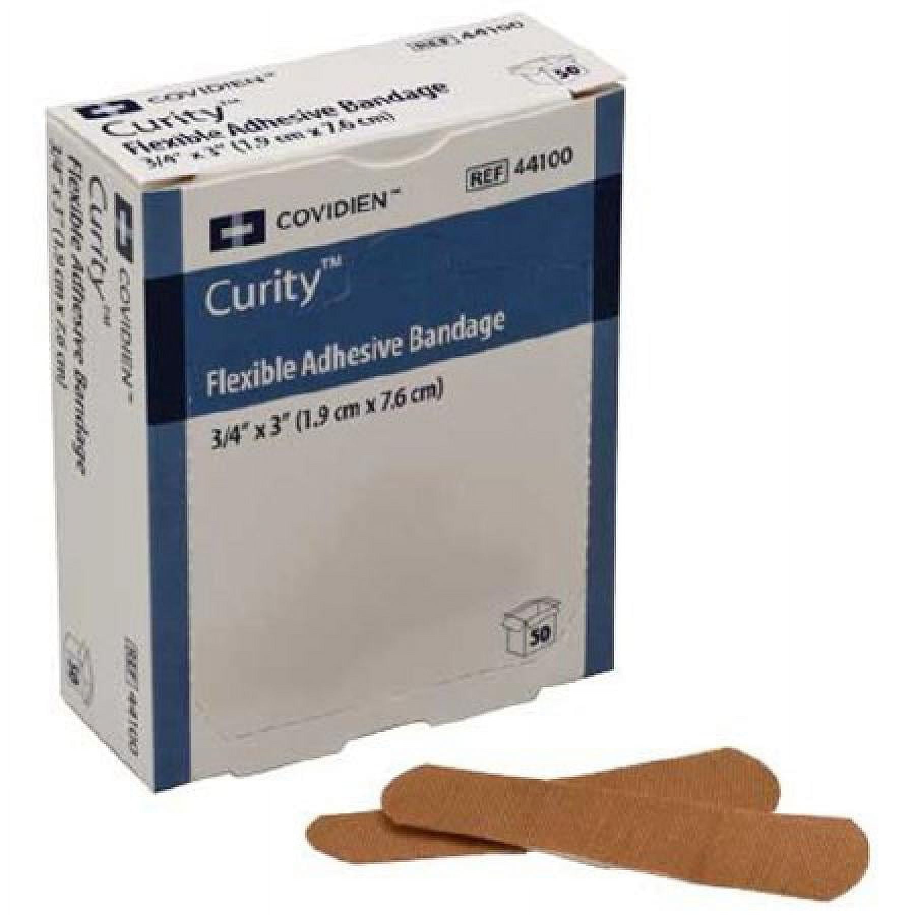 Curity Flexible Adhesive Bandages 3/4 X 3 Inch, Tan, Fabric, Sterile