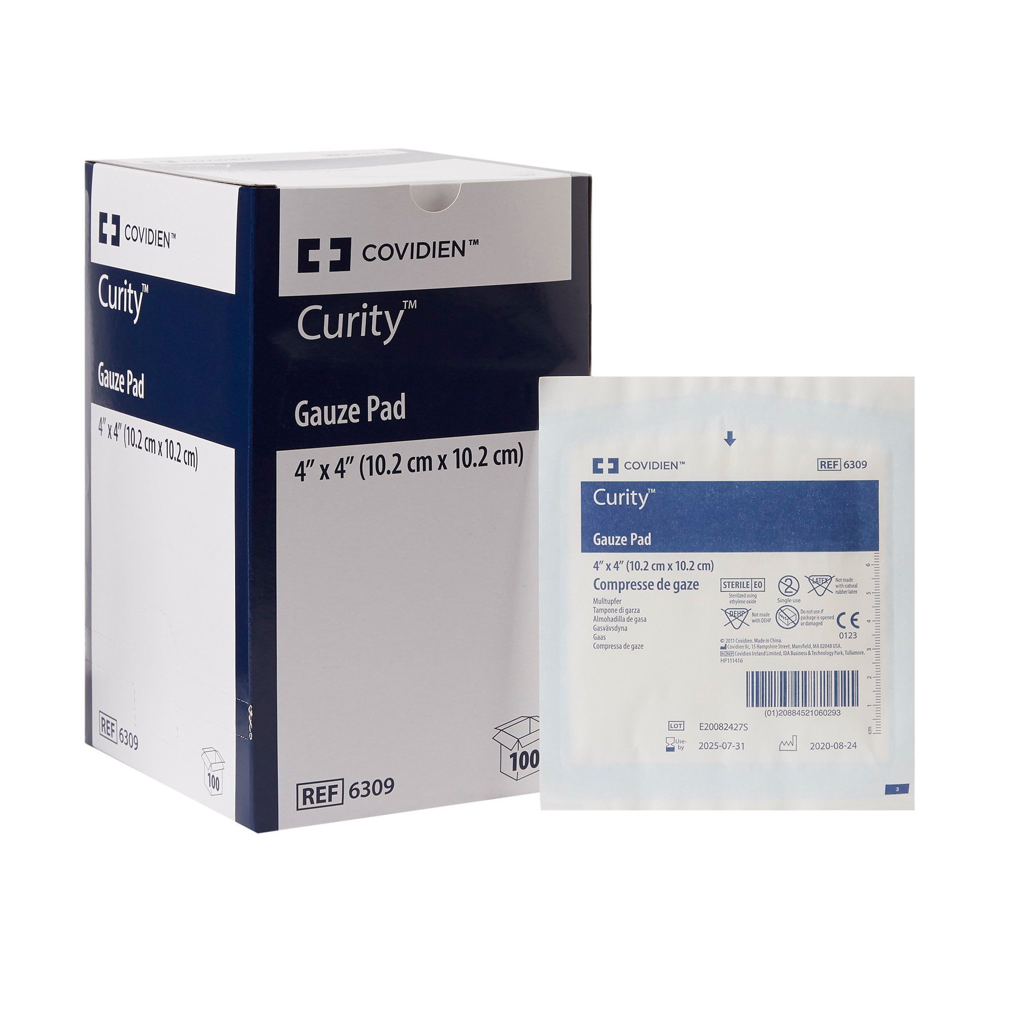 Curity Gauze Pad, 12-Ply Gauze Sponge, 4 in x 4 in, 100 per Pack, 1 Pack