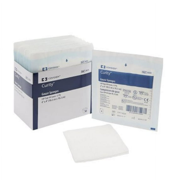 Curity Gauze Sponge - 4 x 4 Inch, 12-Ply, Sterile, 50 Count