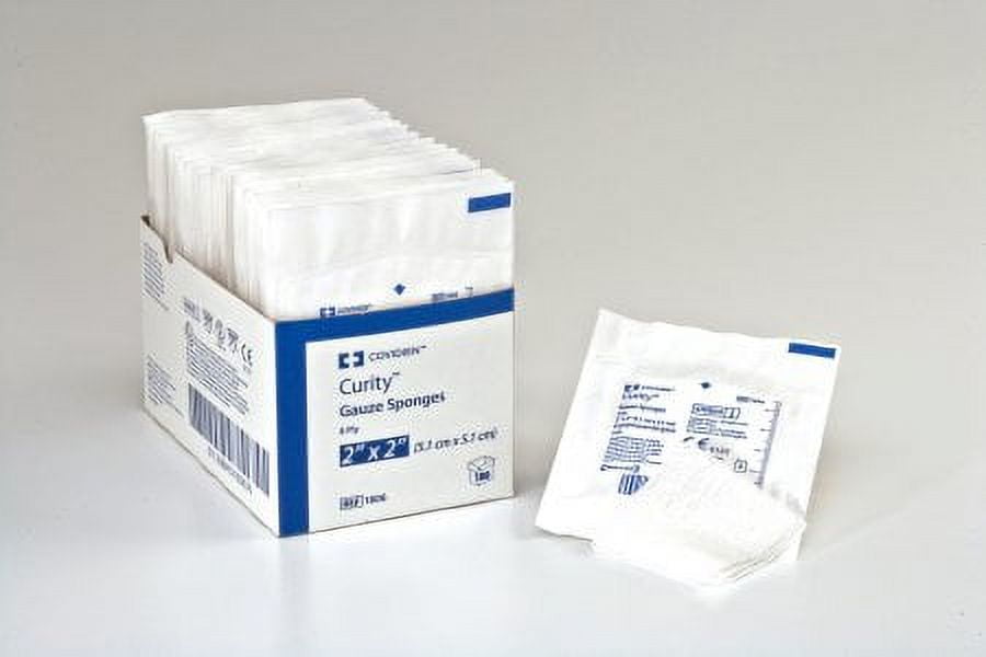 Curity Gauze Sponge 8Ply Square Sterile 2 X 2 Inch, Box of 100