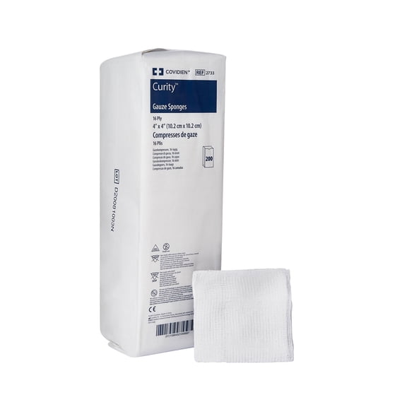 Curity Gauze Sponge, Non-Sterile, 16-Ply USP Type VII Gauze Sponge, 4 in x 4 in, 200 per Pack, 10 Packs, 2000 Total