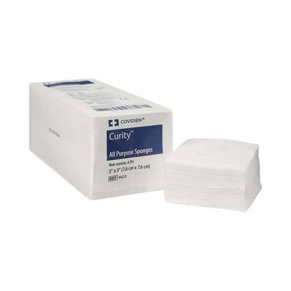 Curity Non-Sterile Non-Woven 4-Ply Polyester and Rayon Sponges, 3" x 3", 200 per Pack, 1 Pack
