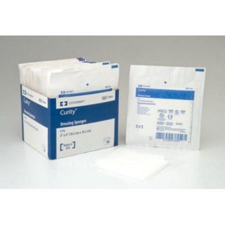 Curity Polyester/Rayon Nonwoven Sponge 7084, 4 x 4 Inch, 6-Ply, Box of 50, White
