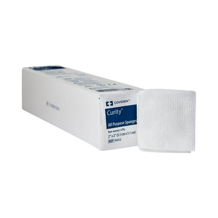 Curity Square Wound Sponges, 4-ply Non-Sterile Square Gauze Pads, 2" x 2", 200 per Pack, 40 Packs, 8000 Total