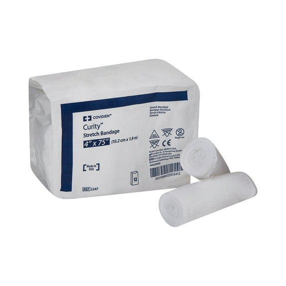Curity Stretch Bandage, Non-Sterile, 1-Ply Conforming Bandage, 4 in x 75 in, 12 Count, 8 Packs, 96 Total