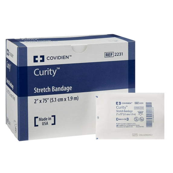 Curity Stretch Bandage, Sterile, 1-Ply Conforming Bandage, 2 in x 75 in, 12 Count, 8 Packs, 96 Total
