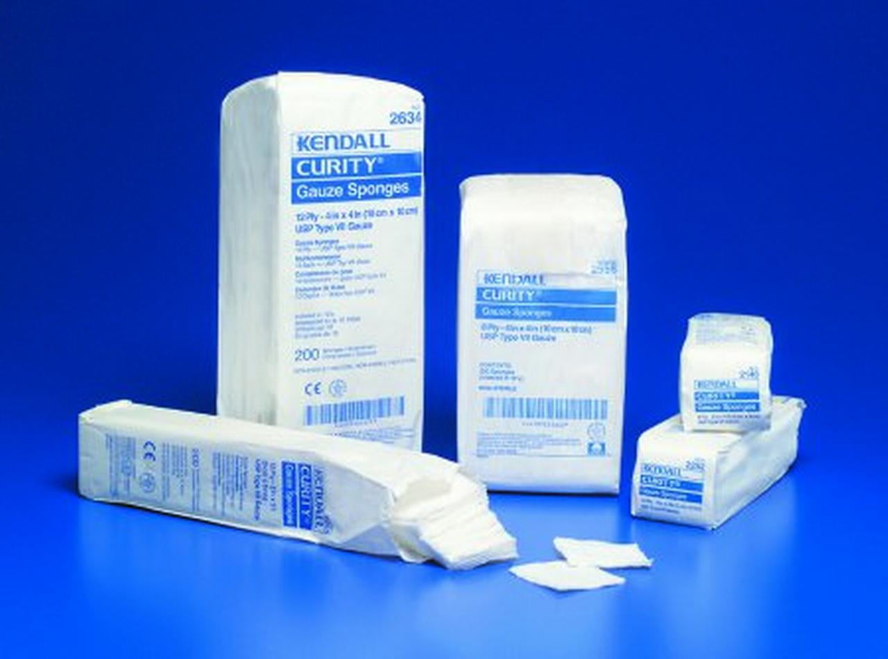 Curity USP Type VII Gauze Sponge Cotton 12-Ply 4 X 8 Inch Rectangle NonSterile, 2835- - PACK OF 200