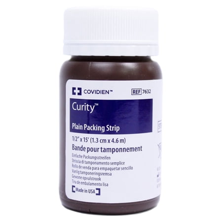 Curity Cotton Non-Impregnated Sterile Plain Gauze Wound Packing Strip, 0.5" x 5 yards, 12 Ct