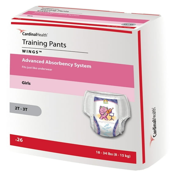 Curity Youth Training Pants for Girls, Medium, Suitable for up to 34 lbs, 26 Count, 26 Packs, 26 Total