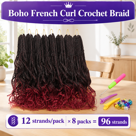 Curl 14inch Pre-looped Brhair 8 Packs - Soft Boho Crochet For Black Women 40mm Root & 25mm End Curls(t1b/(pack Of 8))