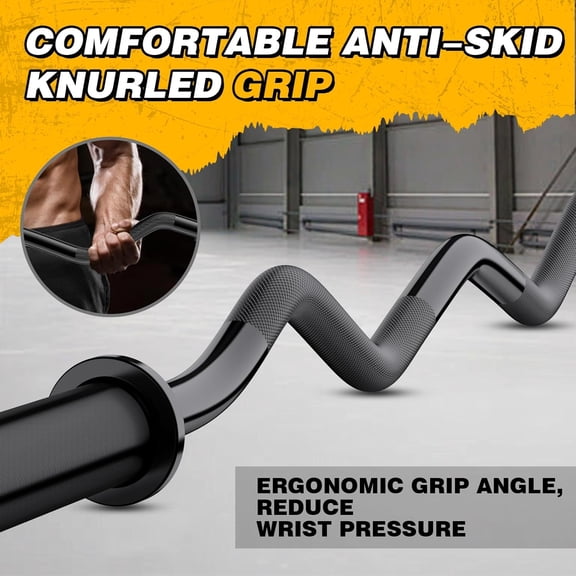 Curl Barbell Bar, 47 Inch  Weight Lifting Bar for Home Gym Strength Training with Spring Collars
