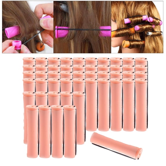 Curl Cold Wave Perm Rods Curling Short Hair Heatless Rollers Perming Curlers Set with Rubber Band Styling Hairdressing Tools Women - 50Pcs 2.0cm