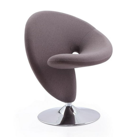 Curl Grey and Polished Chrome Wool Blend Swivel Accent Chair