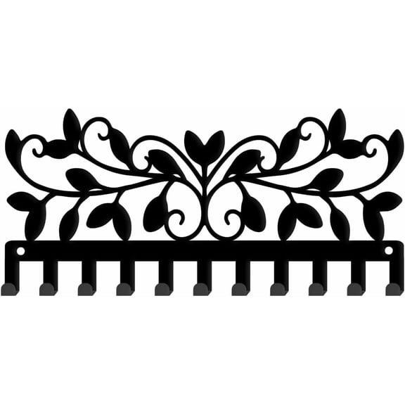 Curl Pattern Hooks Key Holder Vines Wall Mounted Door Key Organizer for Dog Leash Leaves Decorative Hook with Screws Art Decor for Kitchen Hat Rack Indoor and Outdoor for DIY