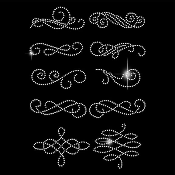 Curl Pattern Iron on Rhinestones Transfer Heat Transfer Stickers Classic Patterns Iron on Decals Bling Rhinestone Patches for Girls T-Shirt Clothing Tote Bag DIY Art Craft Gifts Colorful