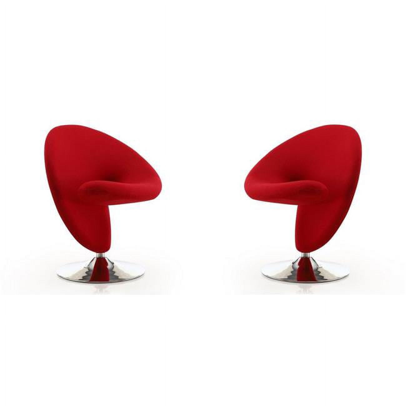 Curl Red Wool Blend Swivel Accent Chair with Polished Chrome Base