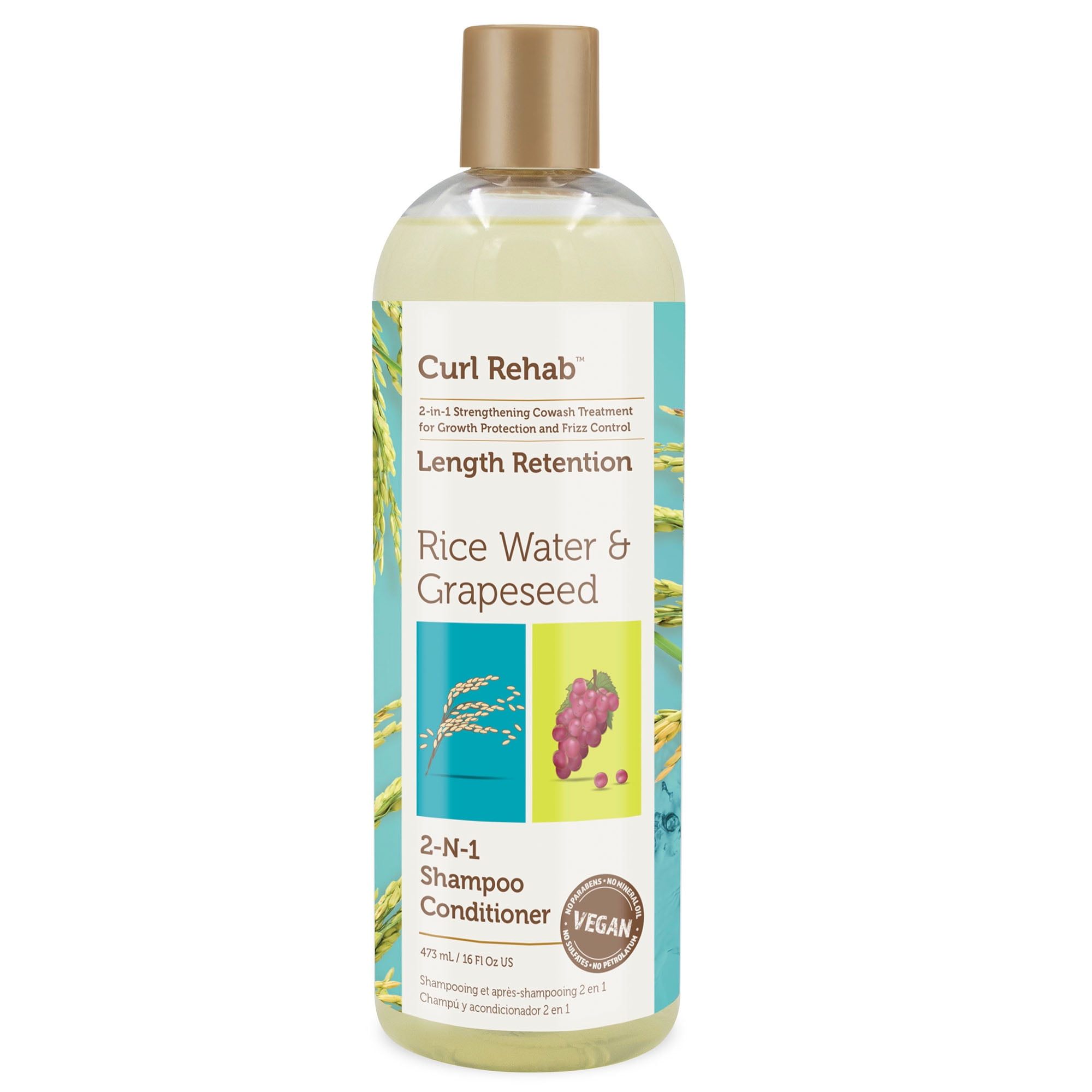 Curl Rehab: Rice Water & Grapeseed Length Retention 2n1 Shampoo Conditioner 16oz