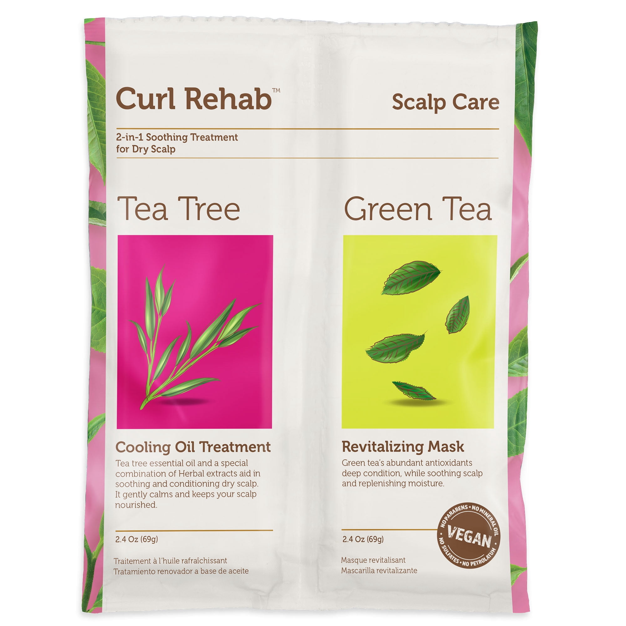 Curl Rehab: Scalp Recovery Dual Treatment Packette - Tea Tree Oil & Green Tea packette for scalp recovery 4.8 Oz