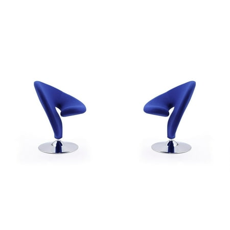 Curl Yellow and Polished Chrome Wool Blend Swivel Accent Chair (Set of 2)