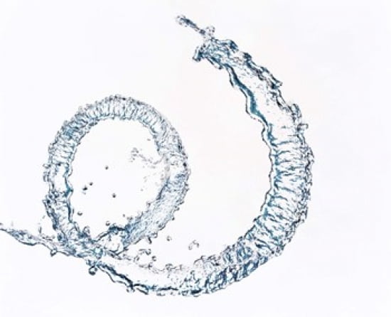 Curl of water drops on white background Canvas Art - Panoramic Images (36 x 30)