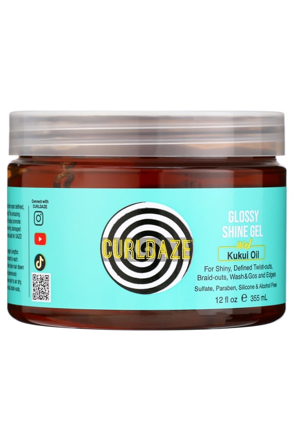 Glossy Shine Gel with Kukui Oil Styling Gel 12 floz, Moisturizing, Unisex