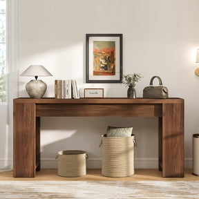 71-Inch Long Console Table, Wood Farmhouse Sofa Table Behind Couch, Entryway Table for Entrance, Hallway, Living Room, Walnut