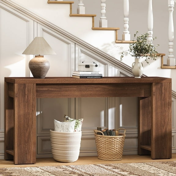71" Long Console Table, Wood Farmhouse Entryway Table for Living Room,Narrow Sofa Table for Front Door,Entry, Hallway,Walnut