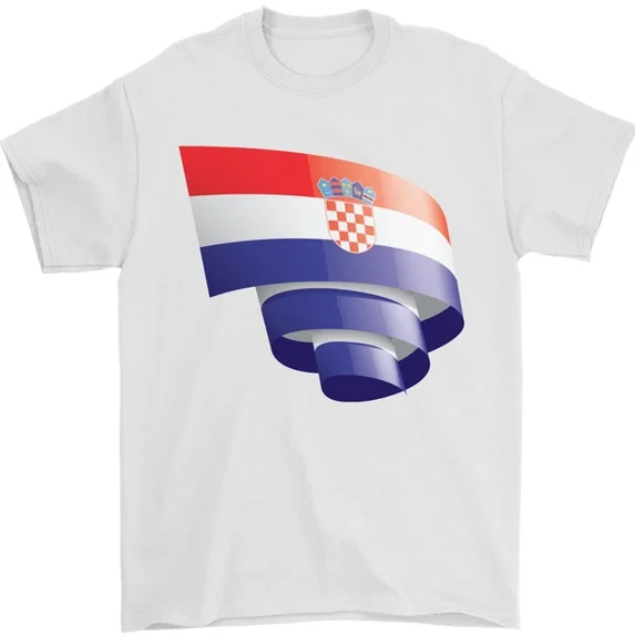Curled Croatia Flag Croatian Day Football T-Shirt